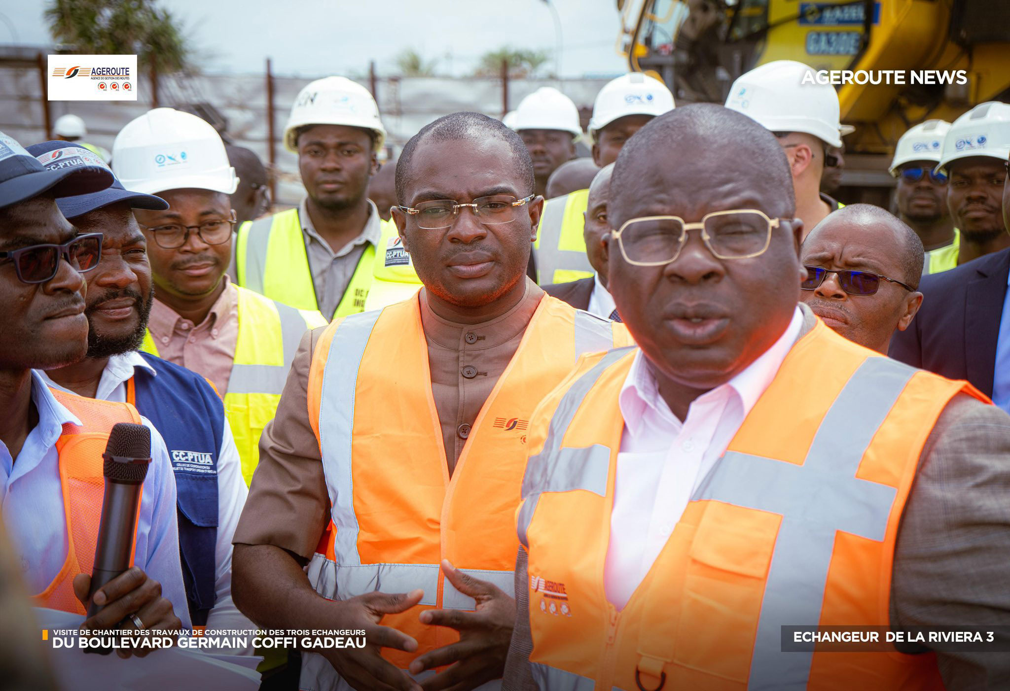 VISITE DE CHANTIER DES TRAVAUX DE CONSTRUCTION DES TROIS (03) ECHANGEUR SUR LE BOULEVARD COFFI GADEAU : Le Ministre de L'Equipement et de l'Entretien Routier inspecte l'avancement des travaux